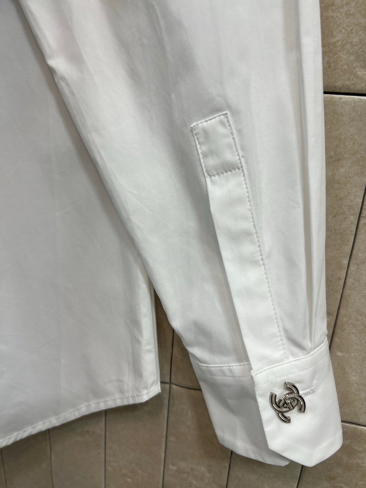 Chanel 2026 Logo Embroidered Shirt White Cotton 356991