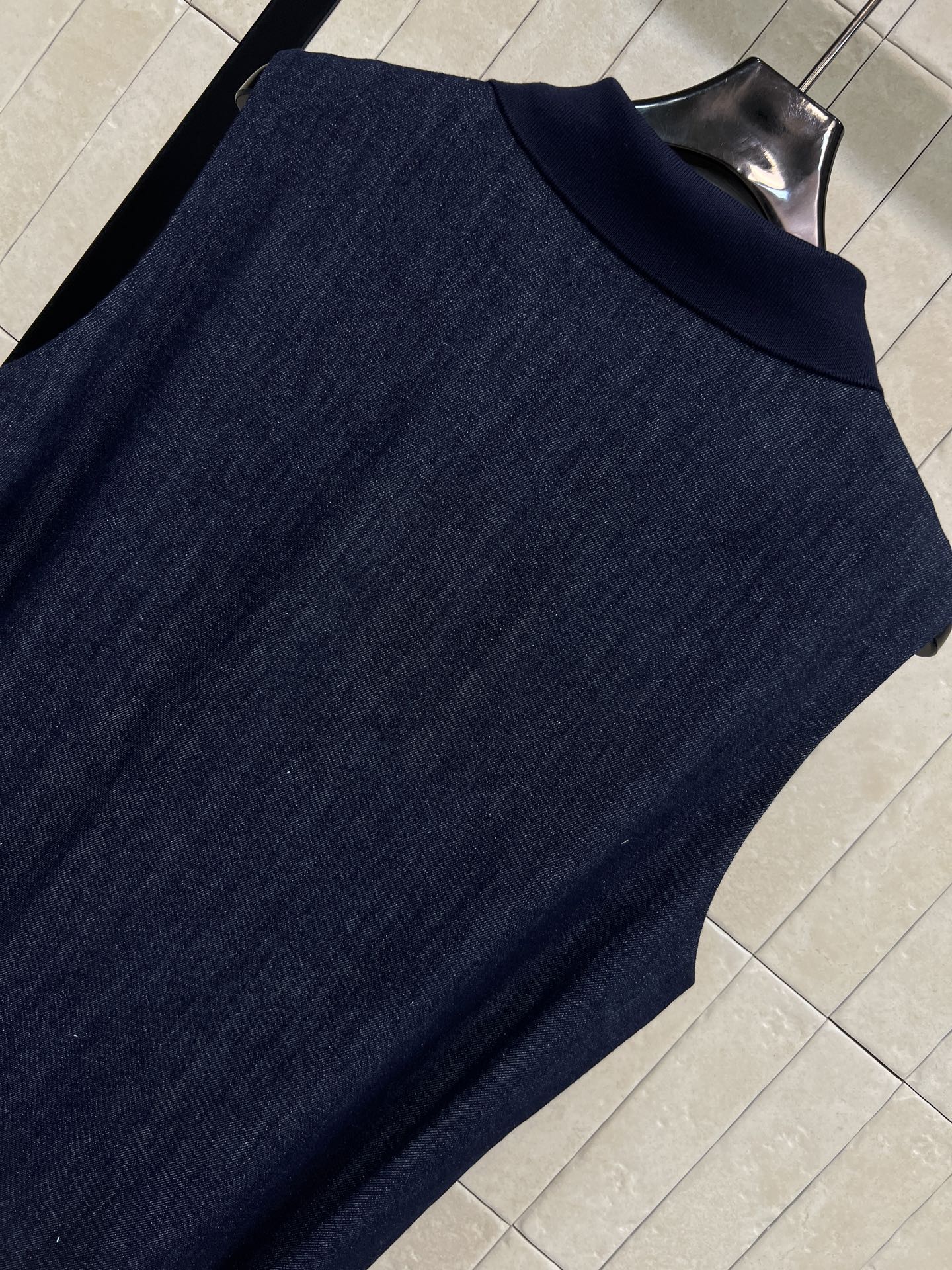 Miumiu 2026 Denim Sleeveless Dress Dark Blue Cotton 357003