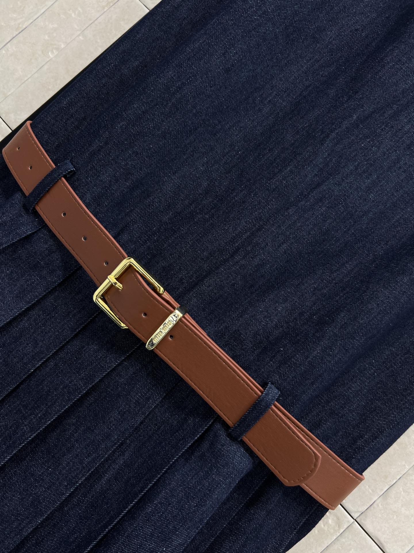 Miumiu 2026 Denim Sleeveless Dress Dark Blue Cotton 357003