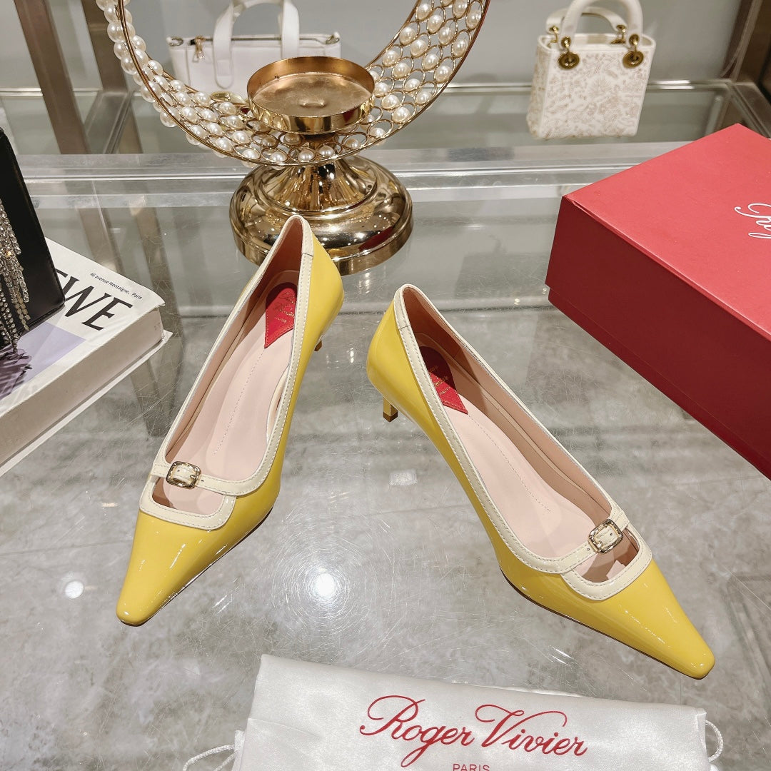 Viv Canard Pumps 55 Yellow White Patent Leather
