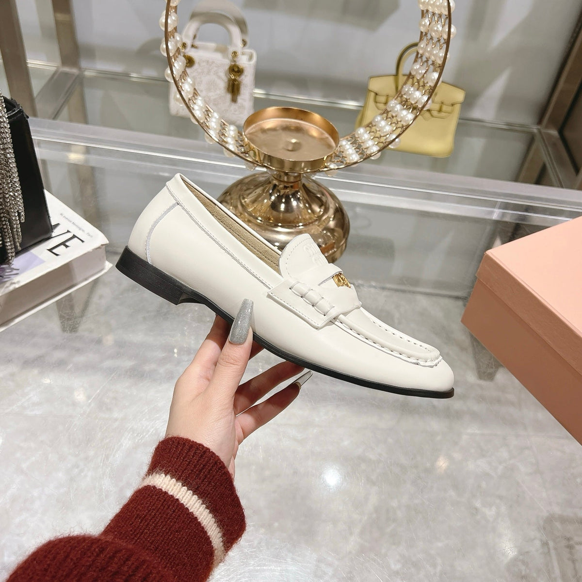 Miu 25C Loafers White Cowhide 235304