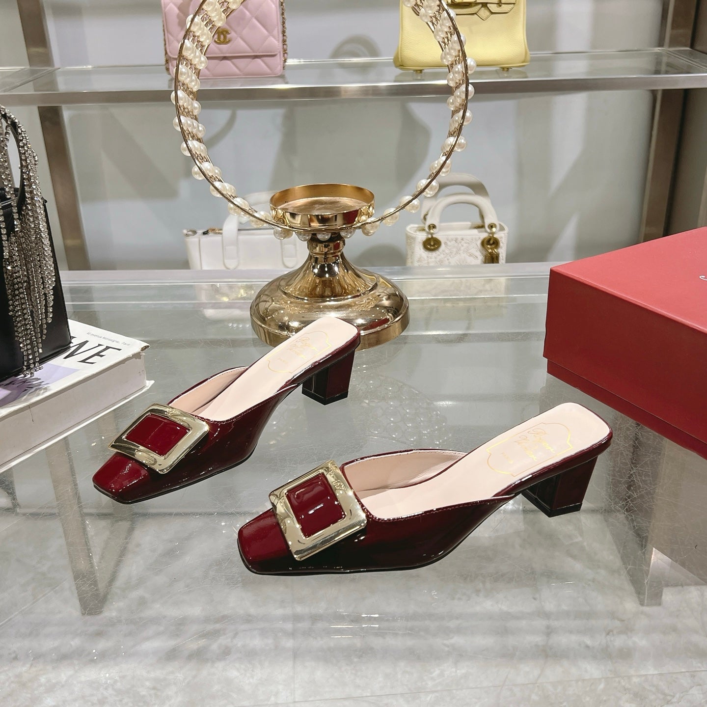 Viv 25 Mules Buckle Red Patent Leather 235351