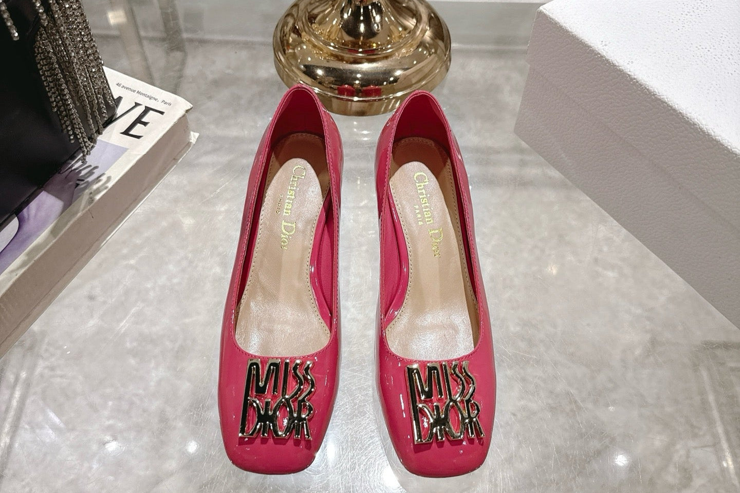 CD 25  Pump Heel Height 3cm Pink Patent Leather 393411