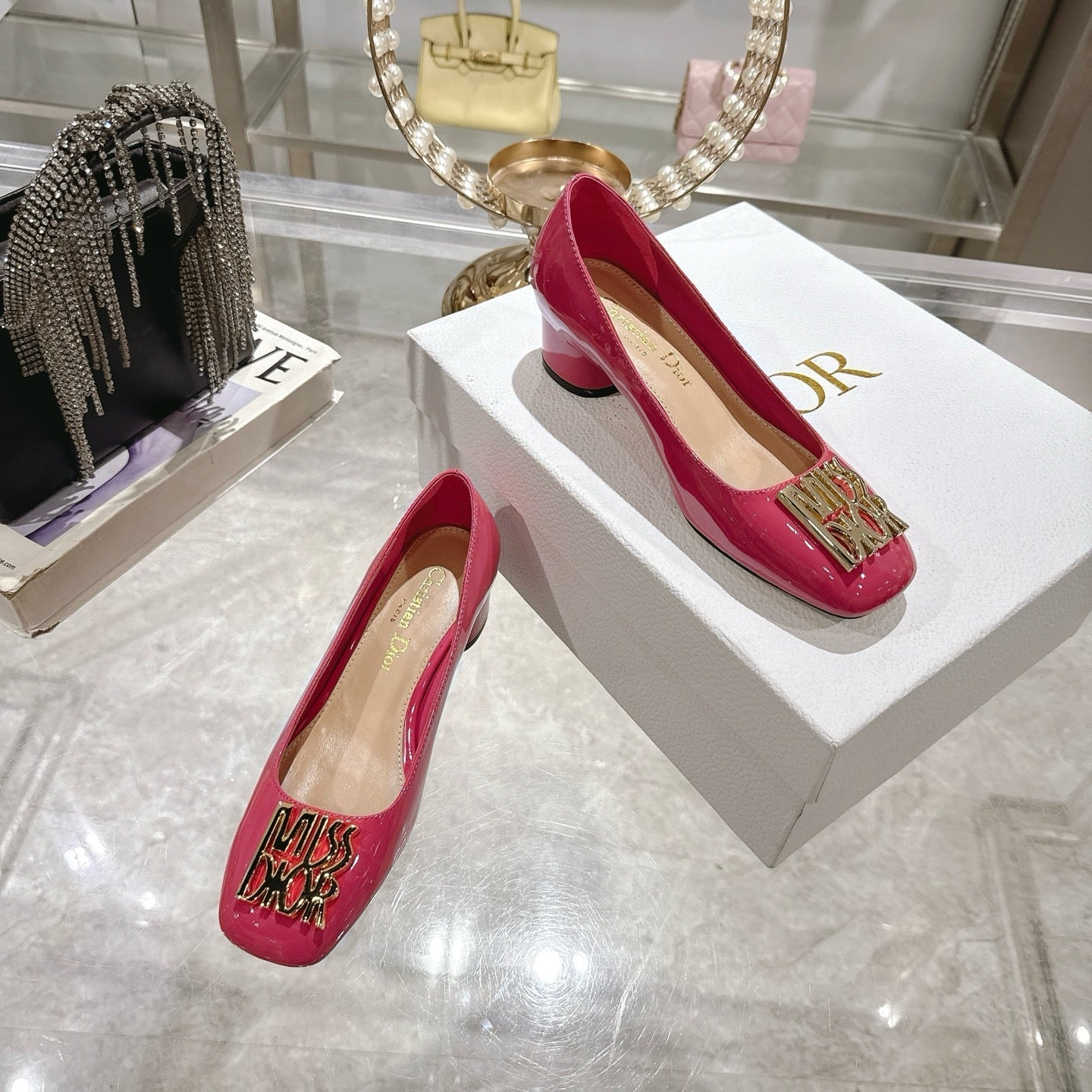 CD 25  Pump Heel Height 3cm Pink Patent Leather 393411