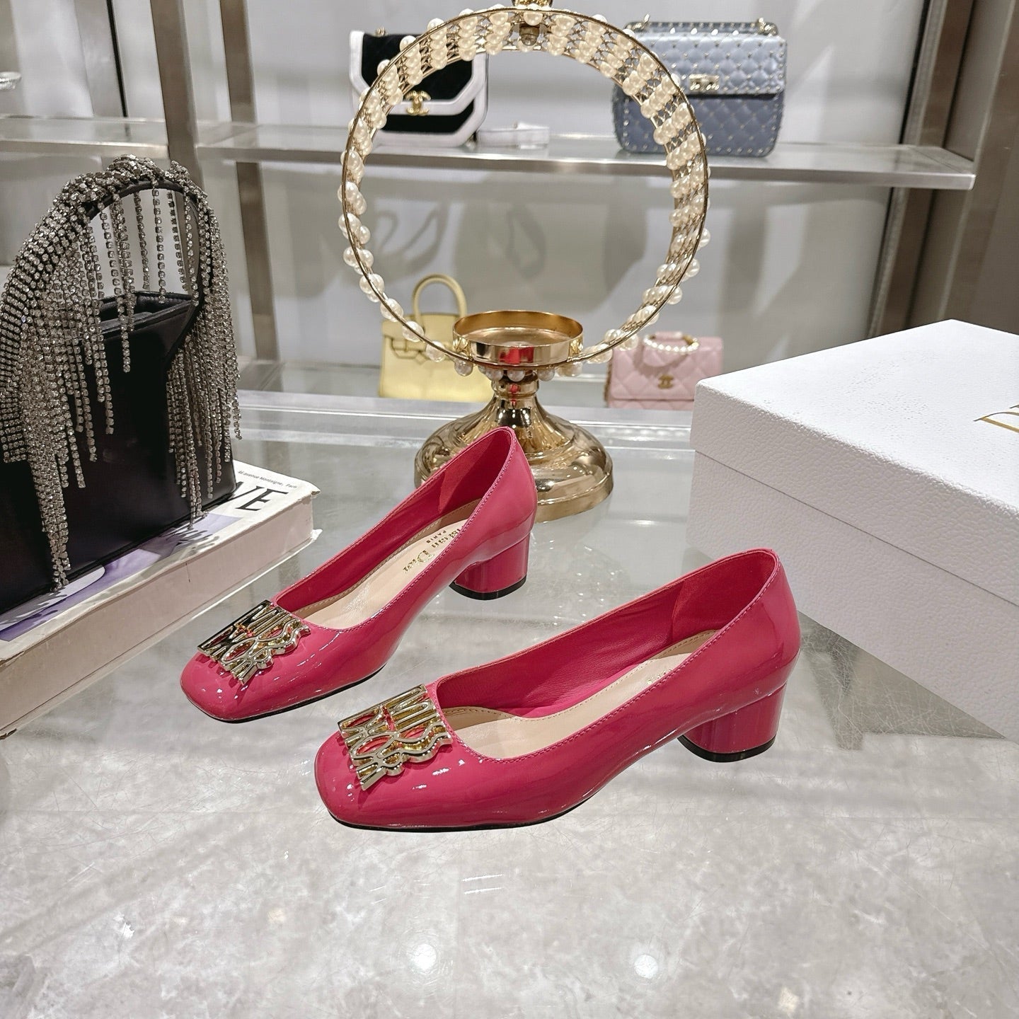 CD 25  Pump Heel Height 3cm Pink Patent Leather 393411