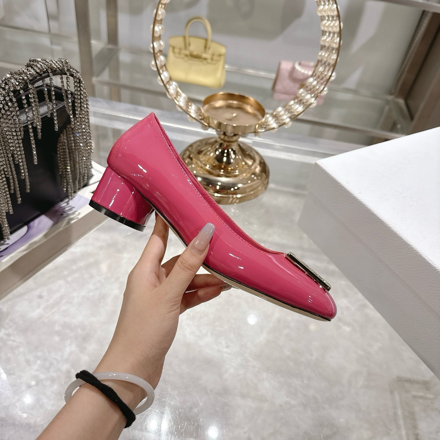 CD 25  Pump Heel Height 3cm Pink Patent Leather 393411
