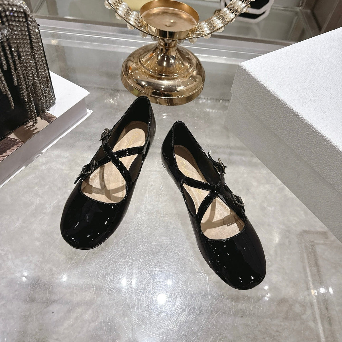 CD 26 Ballet Flats Black Patent Leather 592213