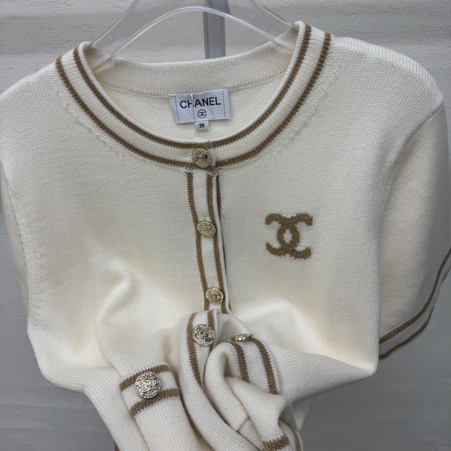 Chanel 2026 Crew Neck Cardigan Cream Wool Cashmere 356956