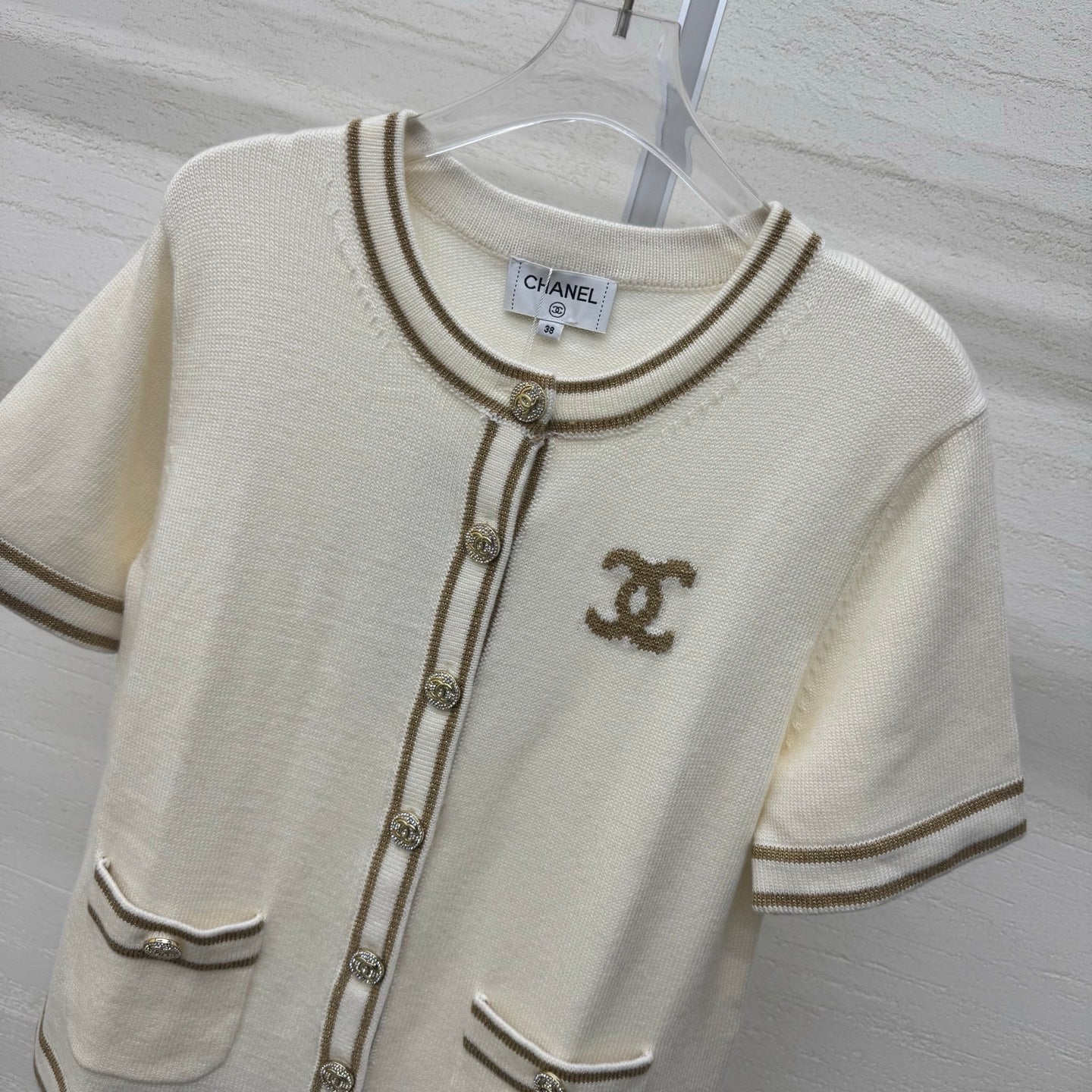 Chanel 2026 Crew Neck Cardigan Cream Wool Cashmere 356956