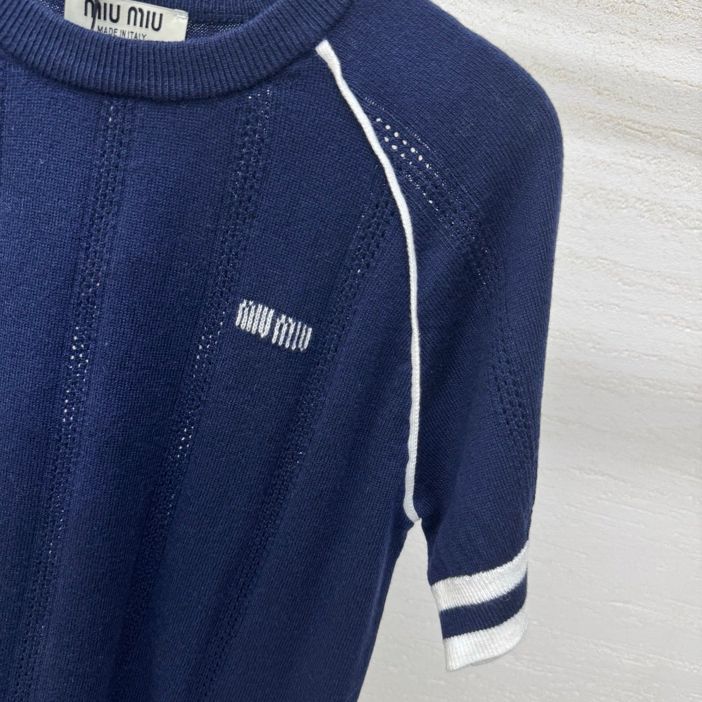 Miumiu 2026 T-shirt Blue White Wool Cashmere 356971
