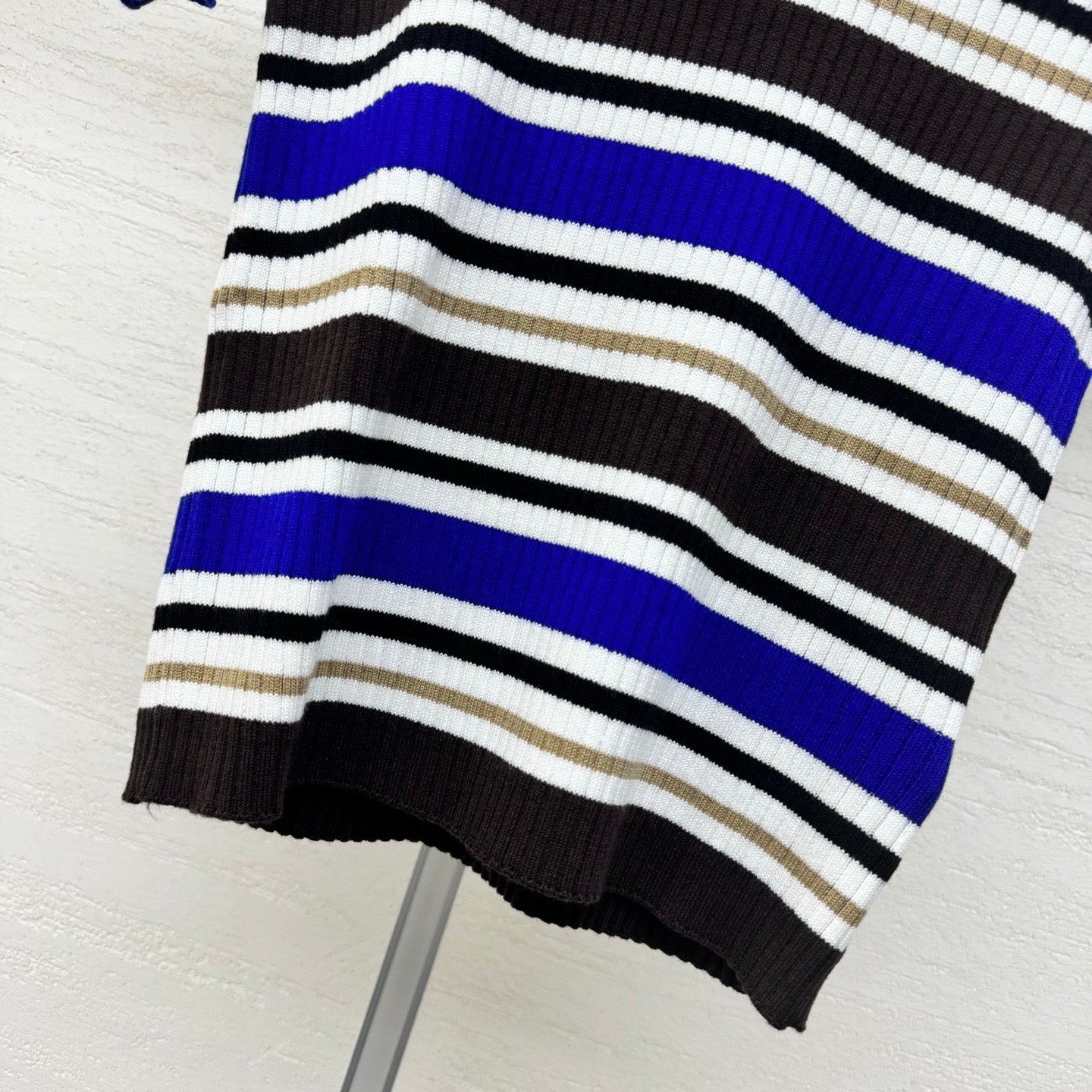 Miumiu 2026 Striped T-shirt Blue White Brown Wool Cashmere 356974