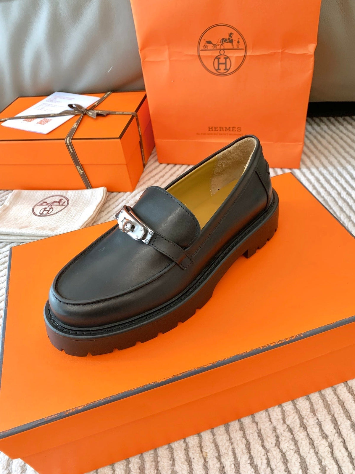 HM Icone Loafer Black Nappa Goat Leather 963174