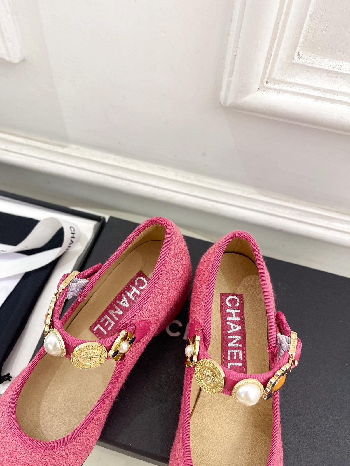 CC High Mary Janes 55mm Dark Pink Wool Tweed And Fabric  948817