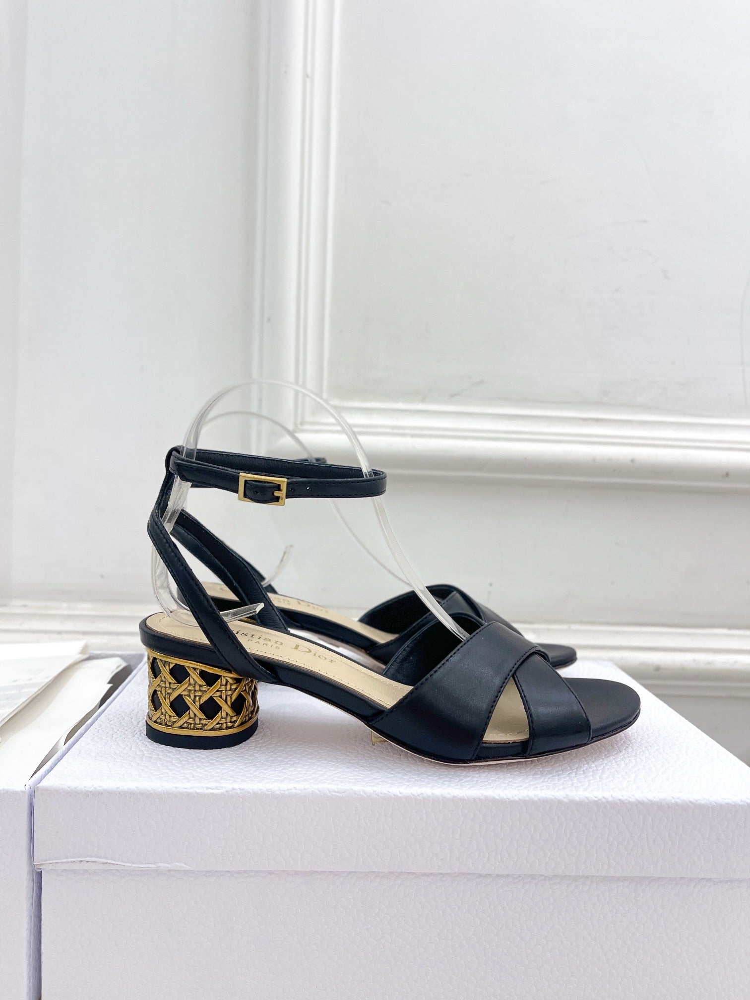 CD Icon Heeled Sandal 40mm Black Calfskin