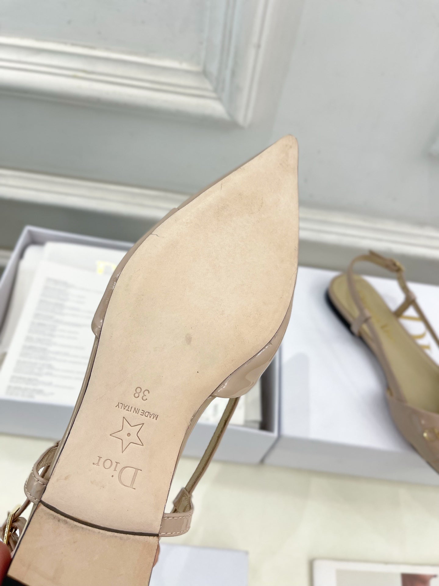 CD 25 Slingback Flat Nude Pink Patent Leather 307440