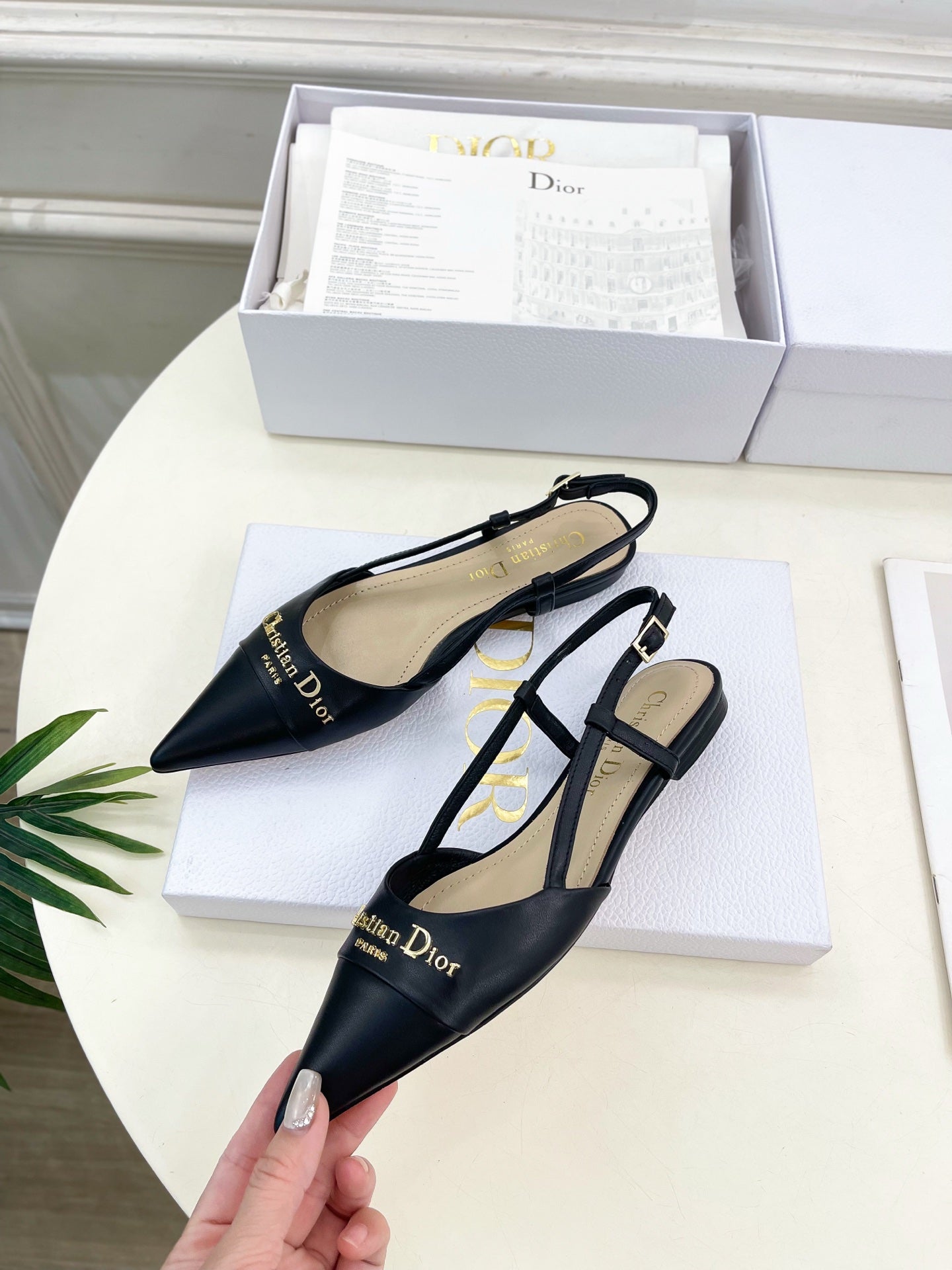 CD 25 Slingback Flat Black Calfskin 307441