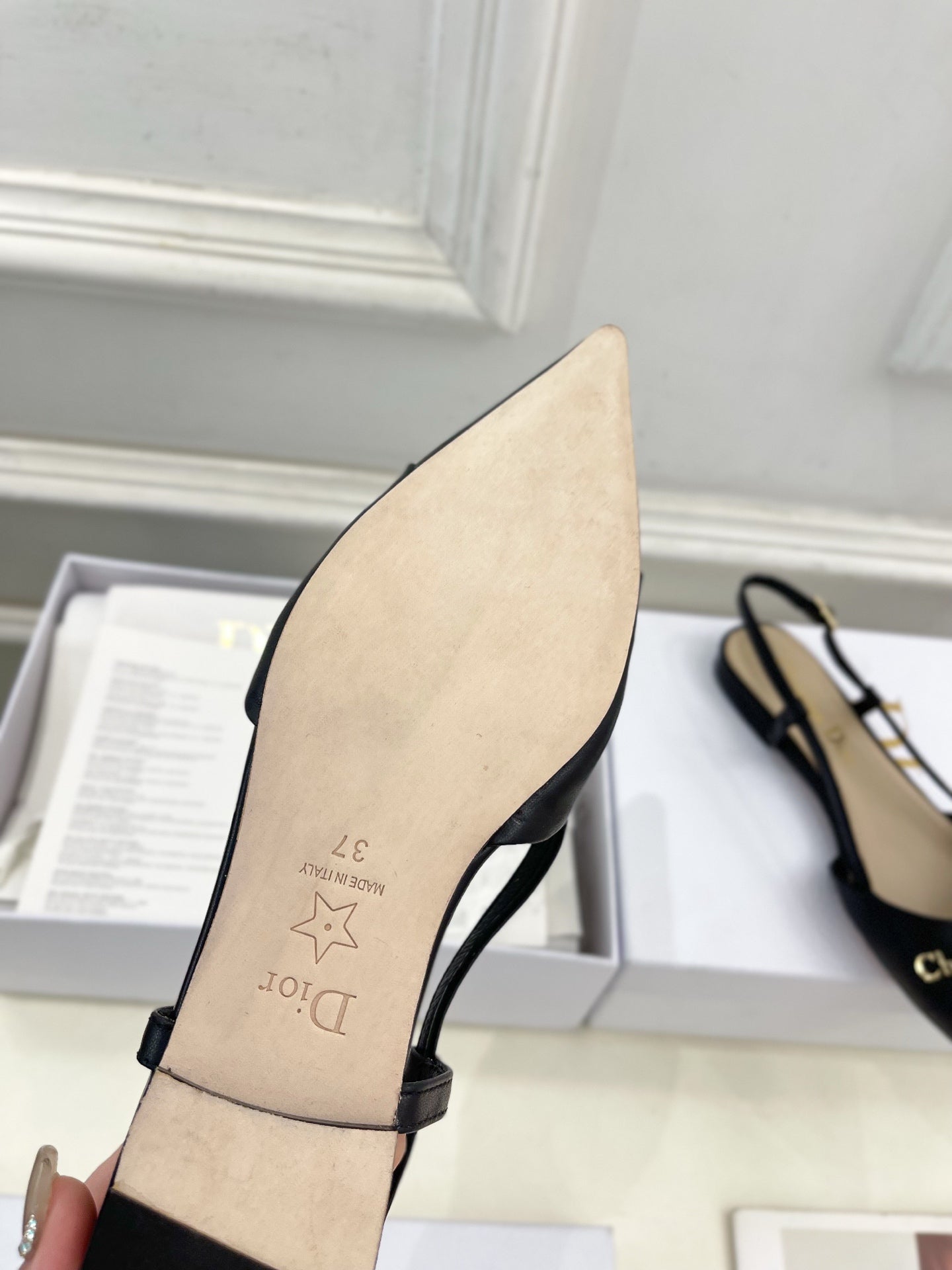 CD 25 Slingback Flat Black Calfskin 307441