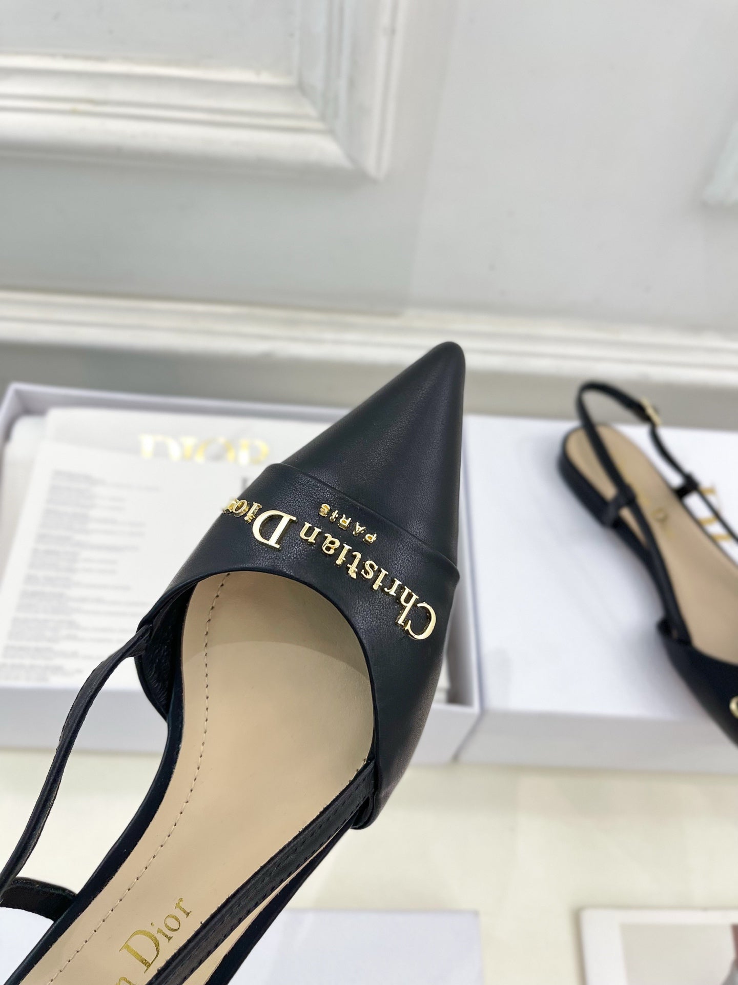 CD 25 Slingback Flat Black Calfskin 307441