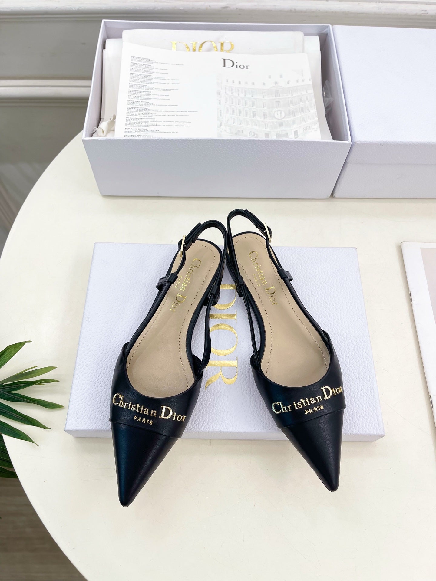 CD 25 Slingback Flat Black Calfskin 307441