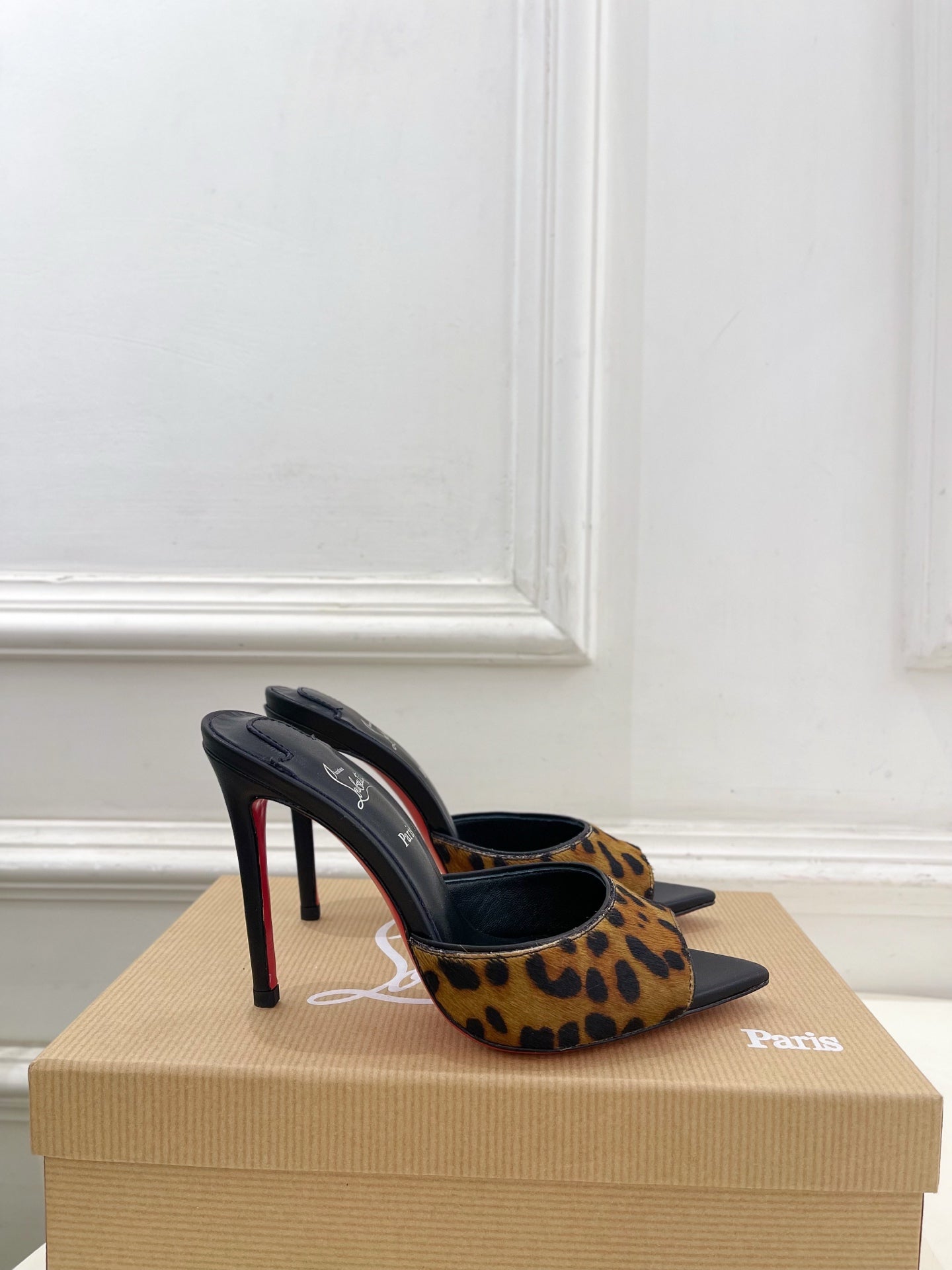 CL 26SS Slingback 100 Brown Black Leopard Leather 586571