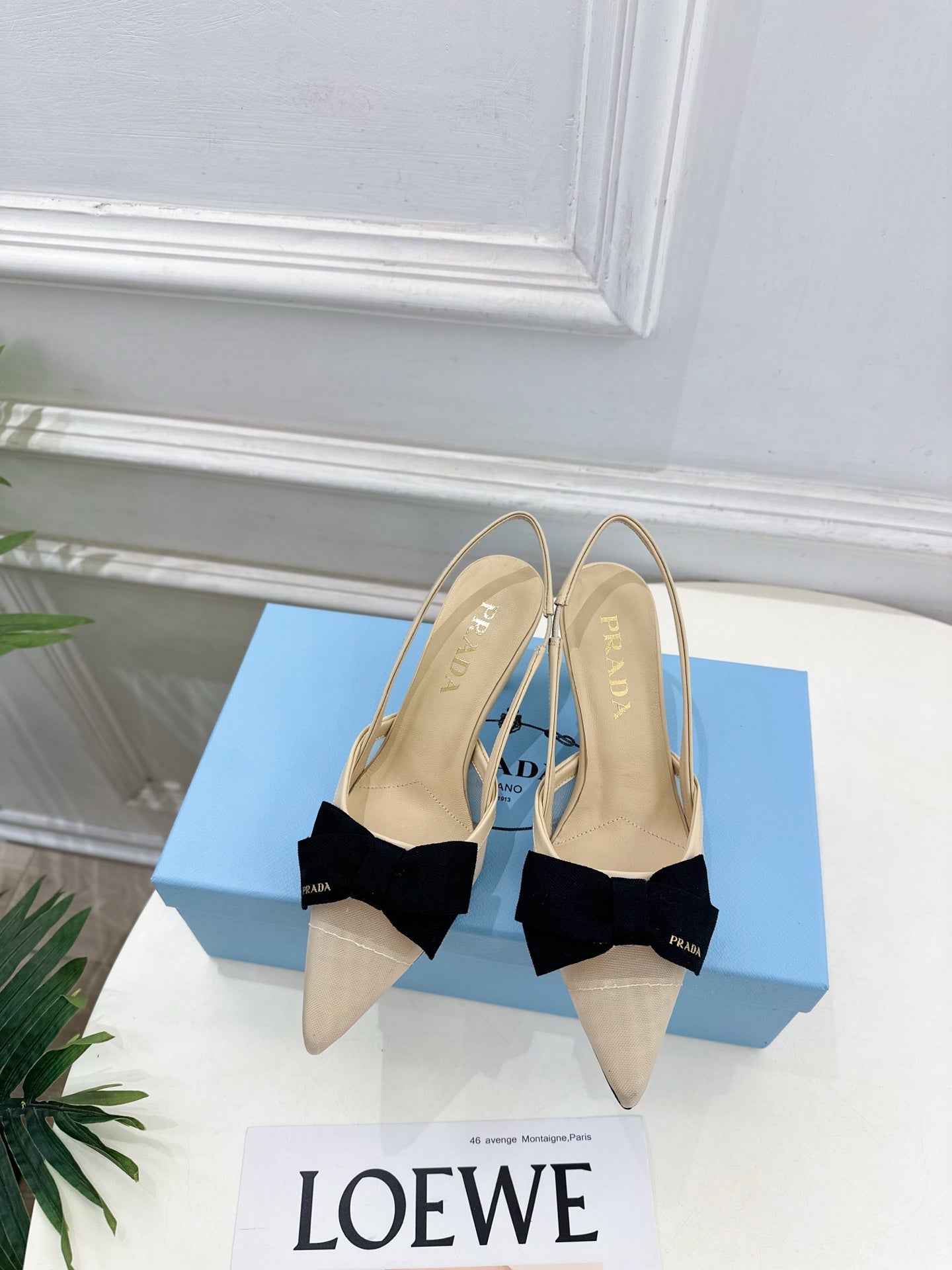 PRA 26S Pointed-Toe Slingback 75 Beige Mesh Sheepskin 631963