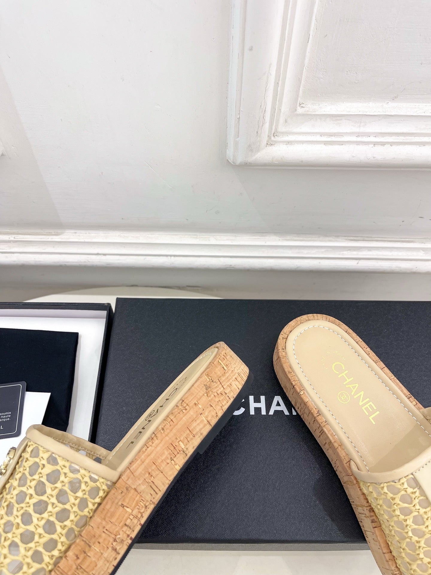 Chanel 2026 Woven Platform Slippers Sheepskin 831402