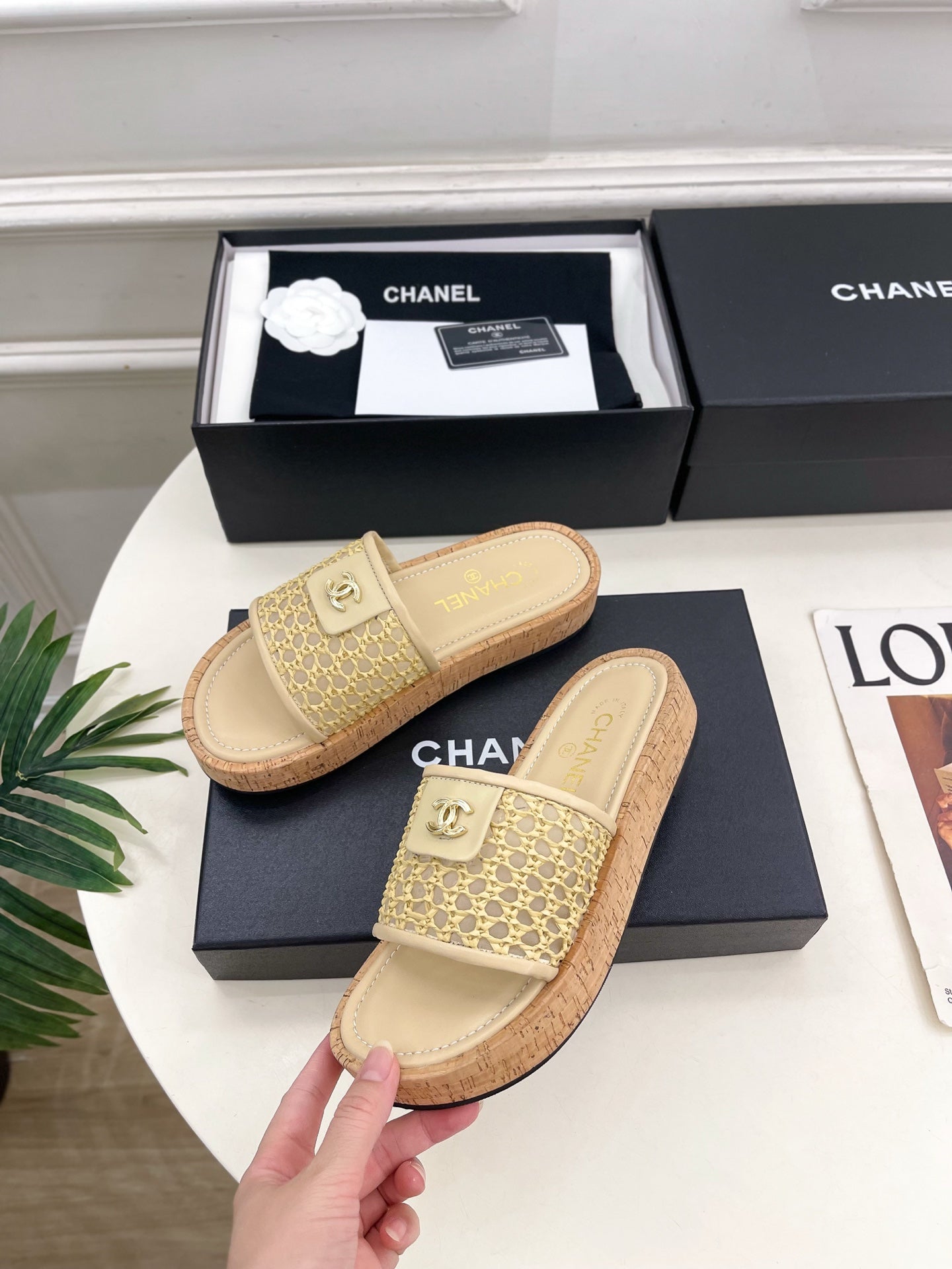 Chanel 2026 Woven Platform Slippers Sheepskin 831402