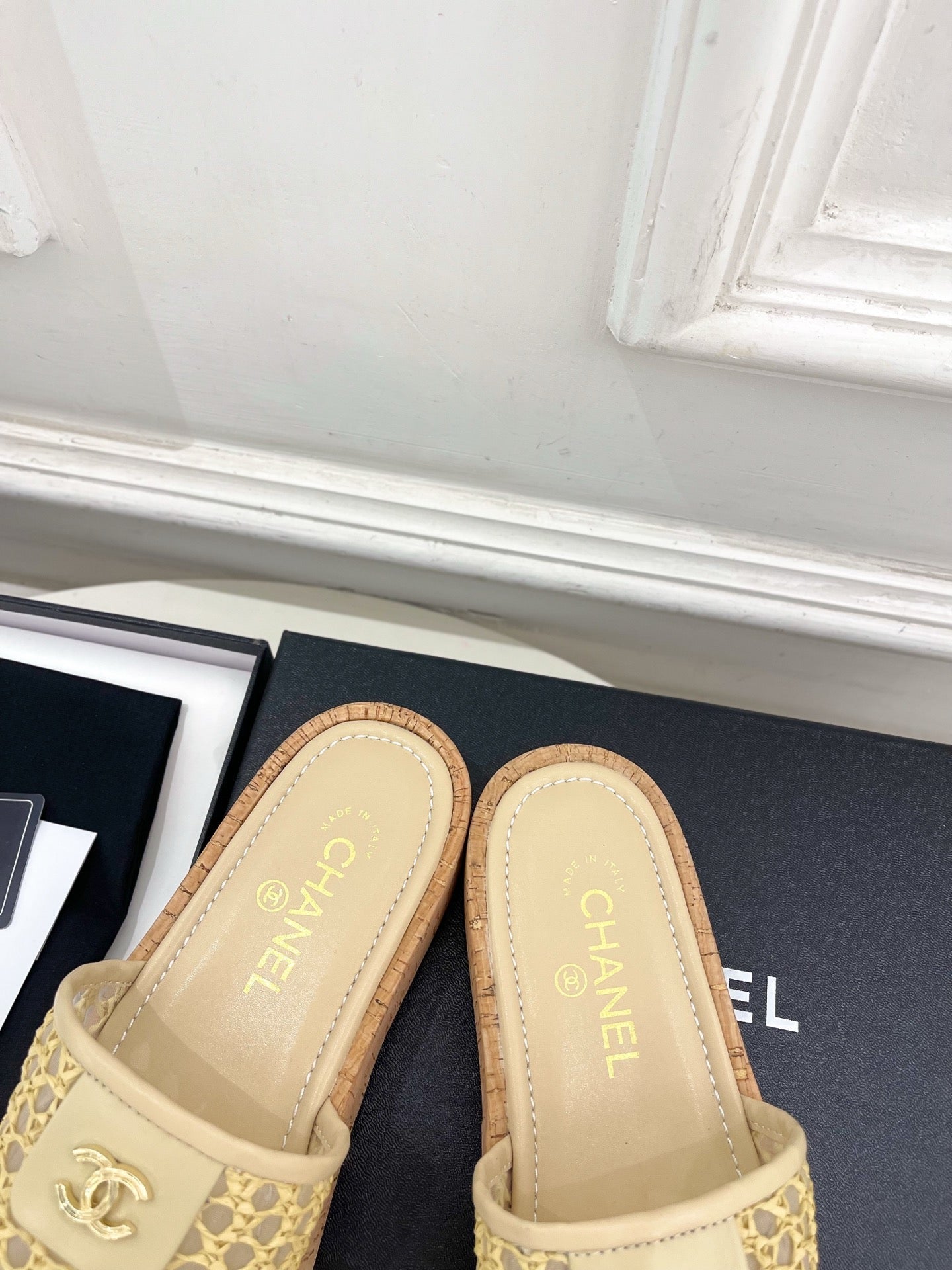 Chanel 2026 Woven Platform Slippers Sheepskin 831402