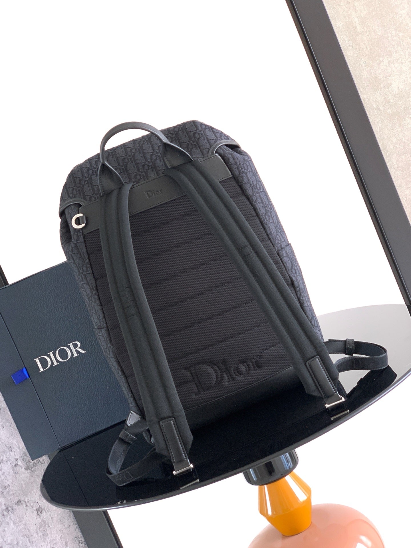 Dior 2026 Jett Backpack With Flap 42cm Black Fabric Leather