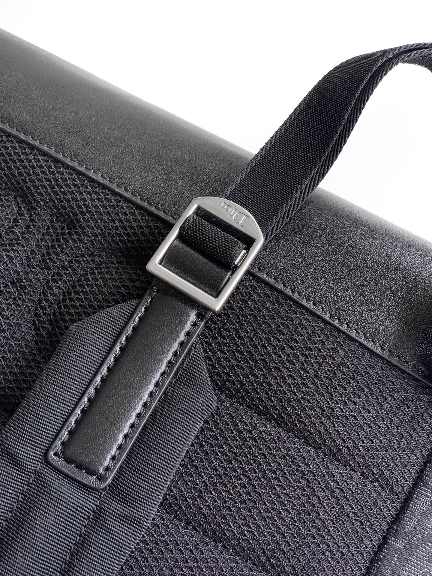 Dior 2026 Jett Backpack With Flap 42cm Black Fabric Leather