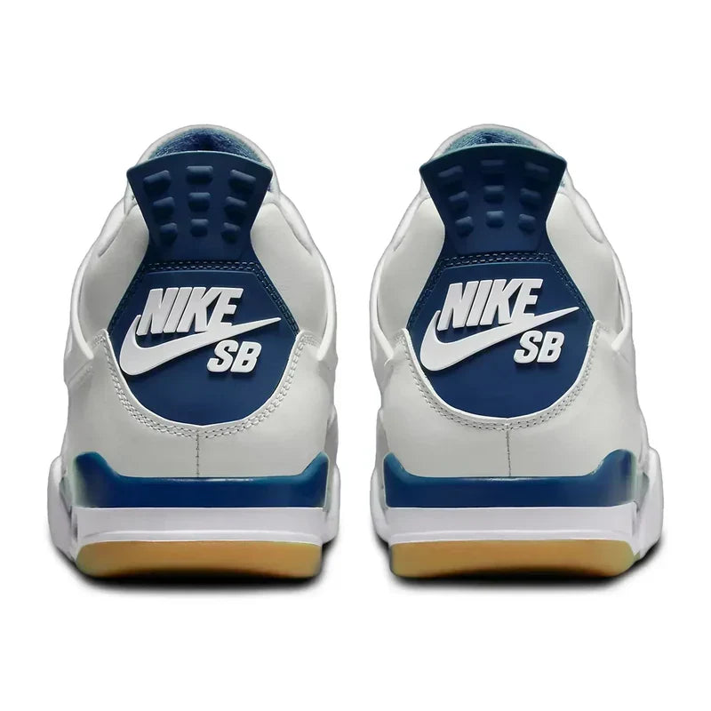 Nike SB x Air Jordan 4 White Navy Blue Gray Suede Leather