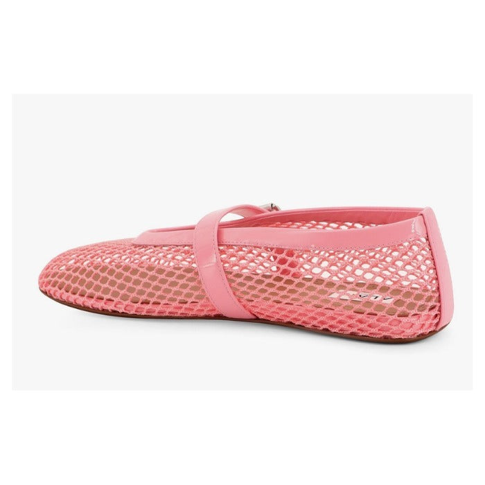 ALAIA BALLET FLATS IN LIGHT PINK MESH FISHNET