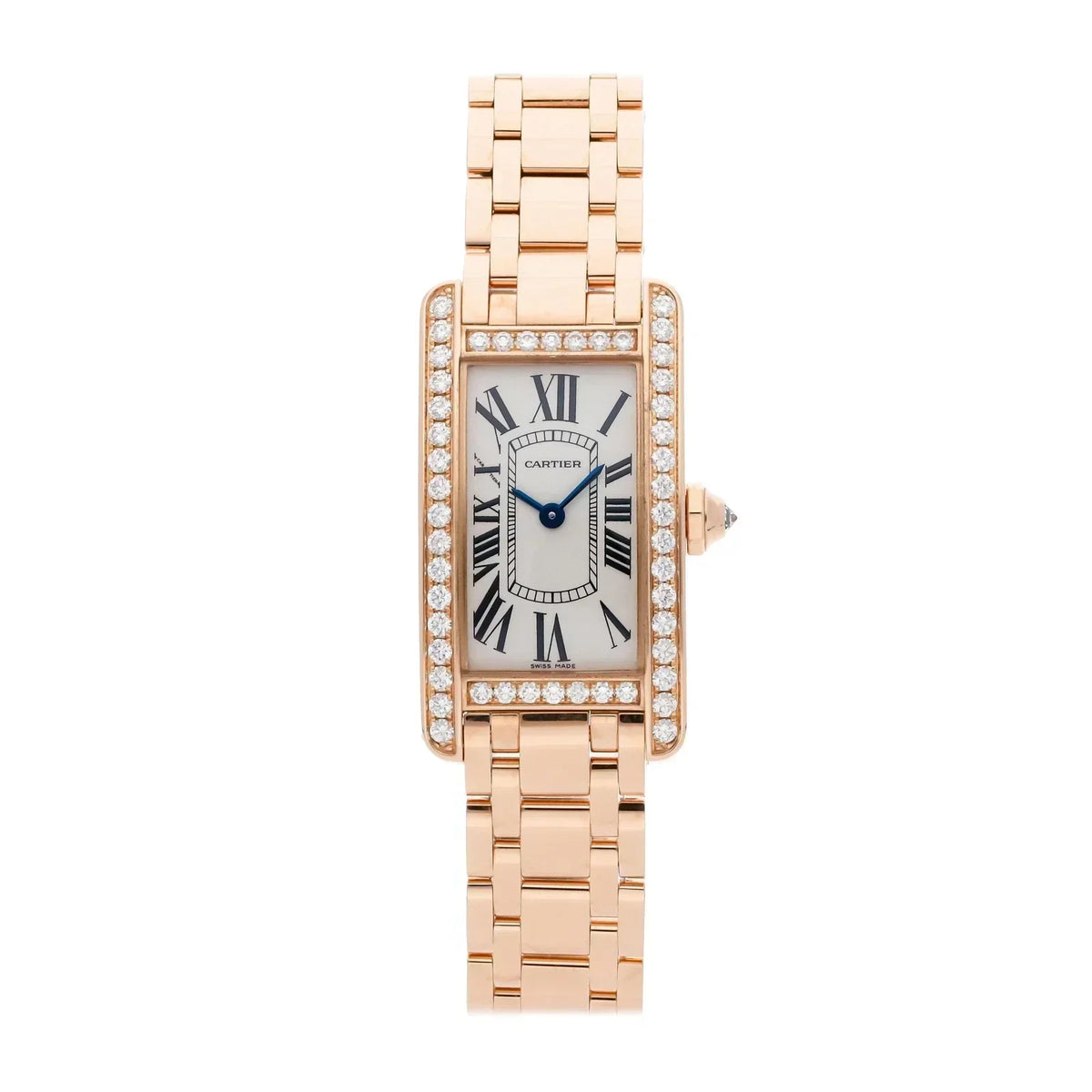 Cartier Tank Americaine Rose Gold Diamond Quartz Watch