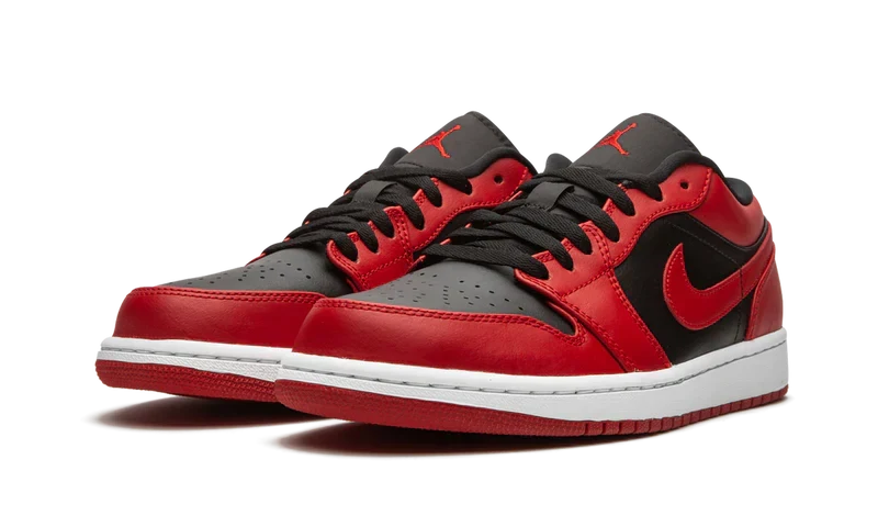 Nike Air Jordan 1 Low Bred Toe Red Black Leather