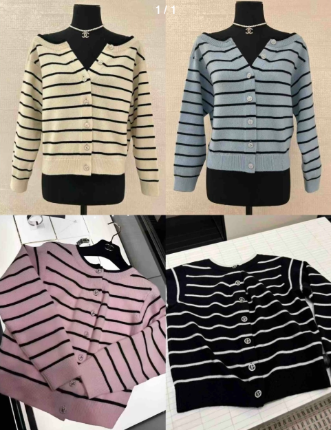 CC 25 Striped Cardigan Cashmere