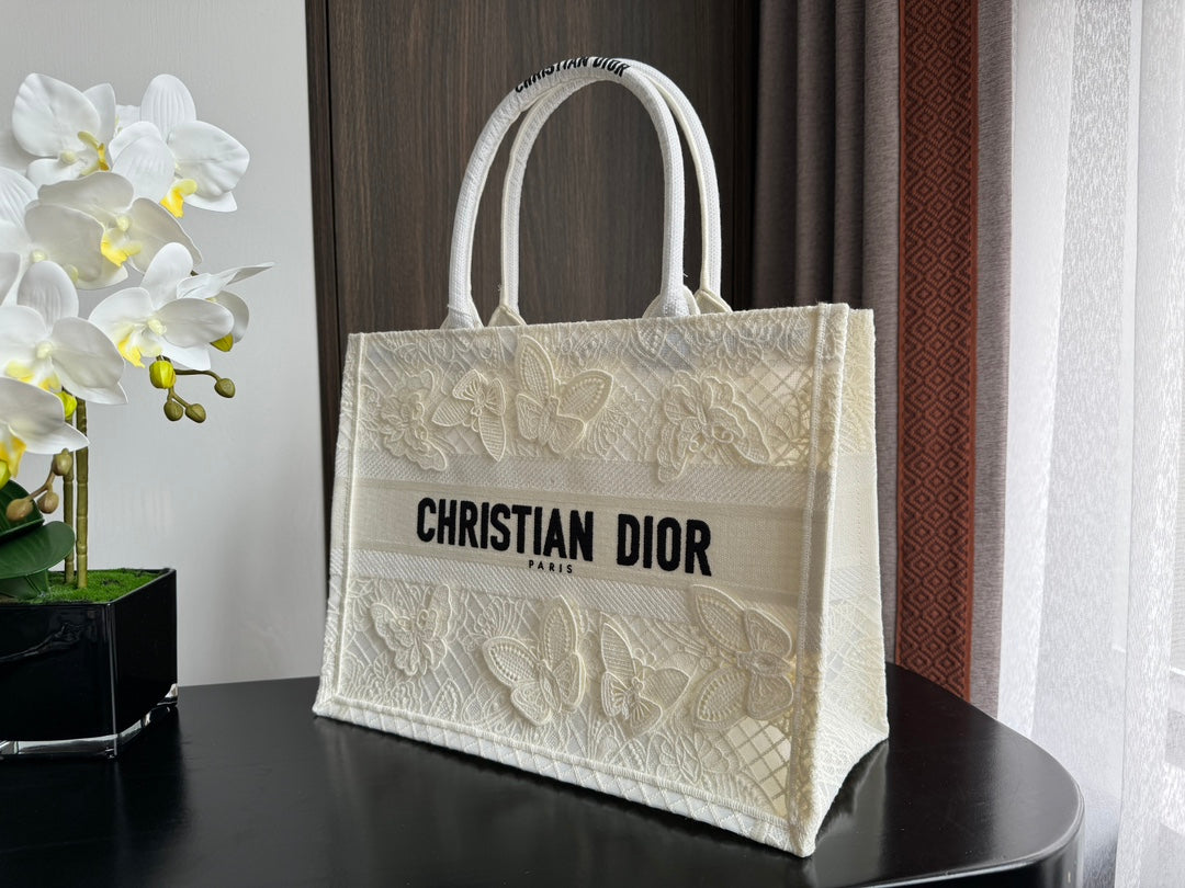 Medium CD Book Tote 36cm Butterfly Zodiac White
