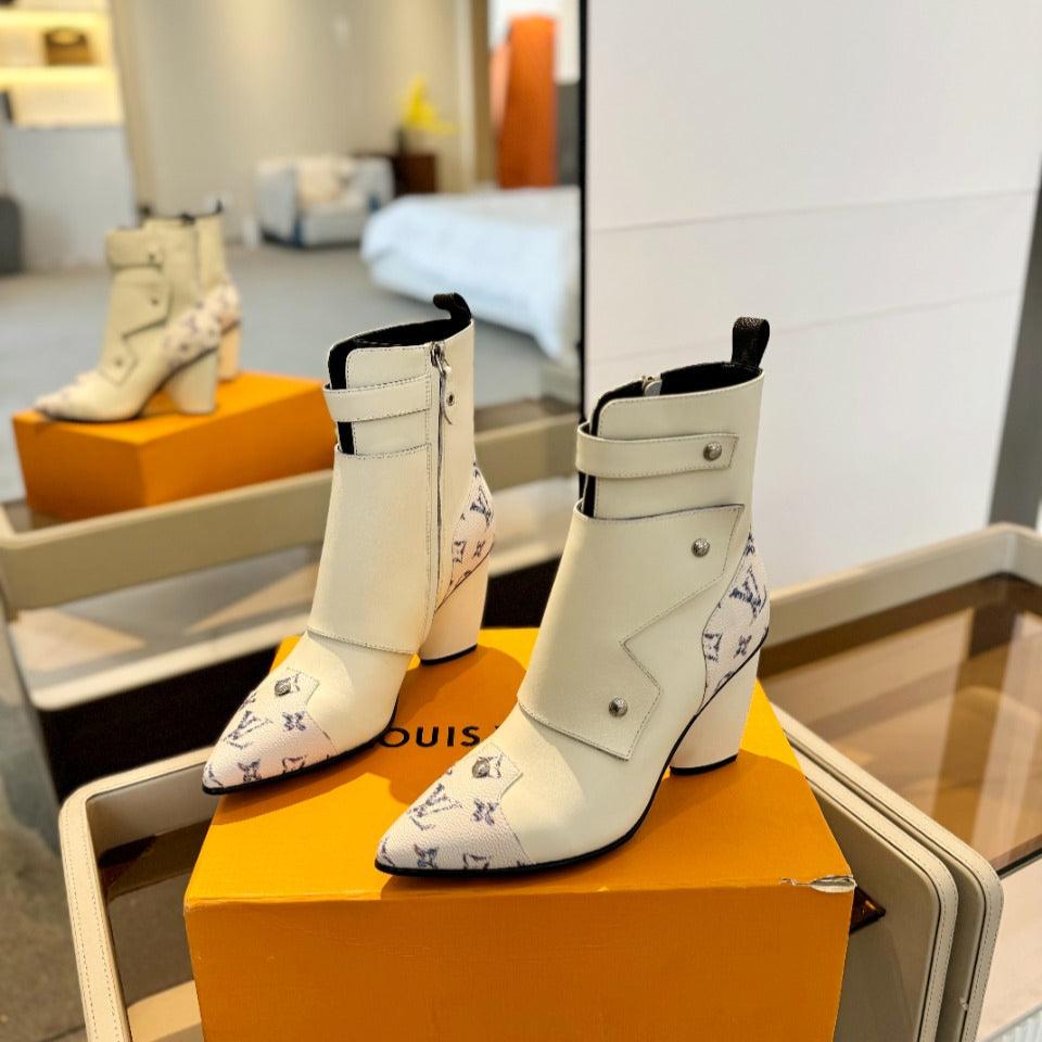 LV Trinity Ankle Boot 75mm White Monogram Calfskin