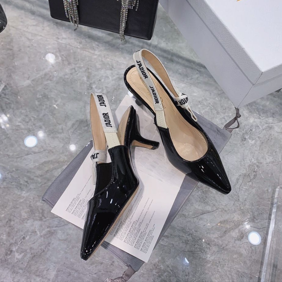 cd slingback pumps 65 black patent calfskin